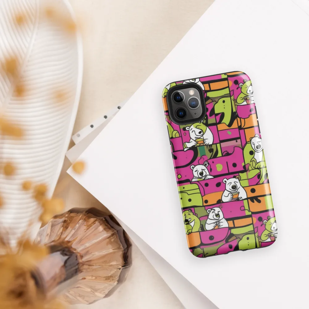 Neon Bear Blocks on Tough Case for iPhone® — Front