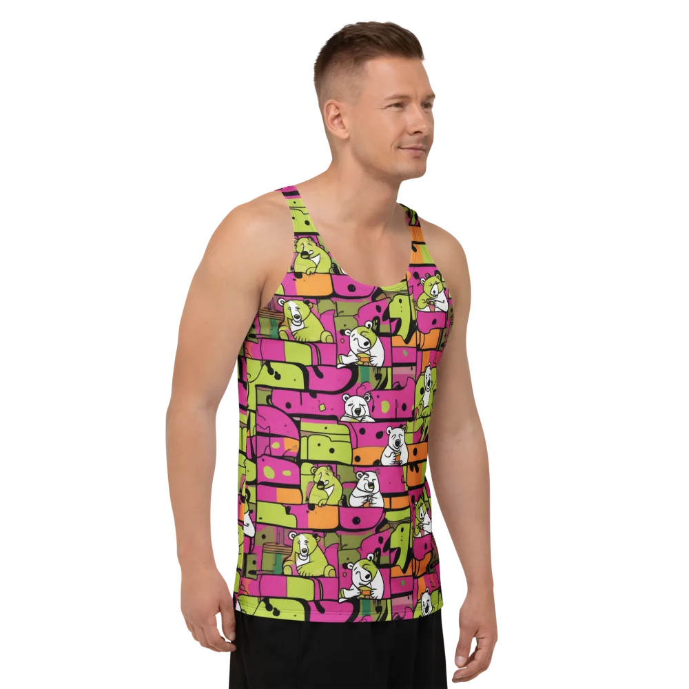 Neon Bear Blocks on Men's Tank Top — Right Front