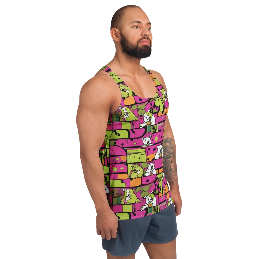 Neon Bear Blocks on Men's Tank Top — Right Front