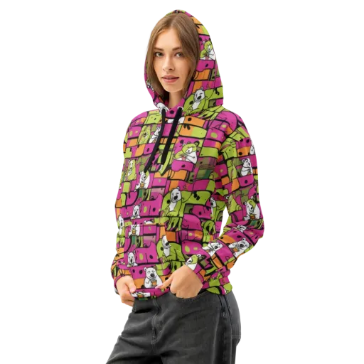 Neon Bear Blocks on a Cotton Hoodie