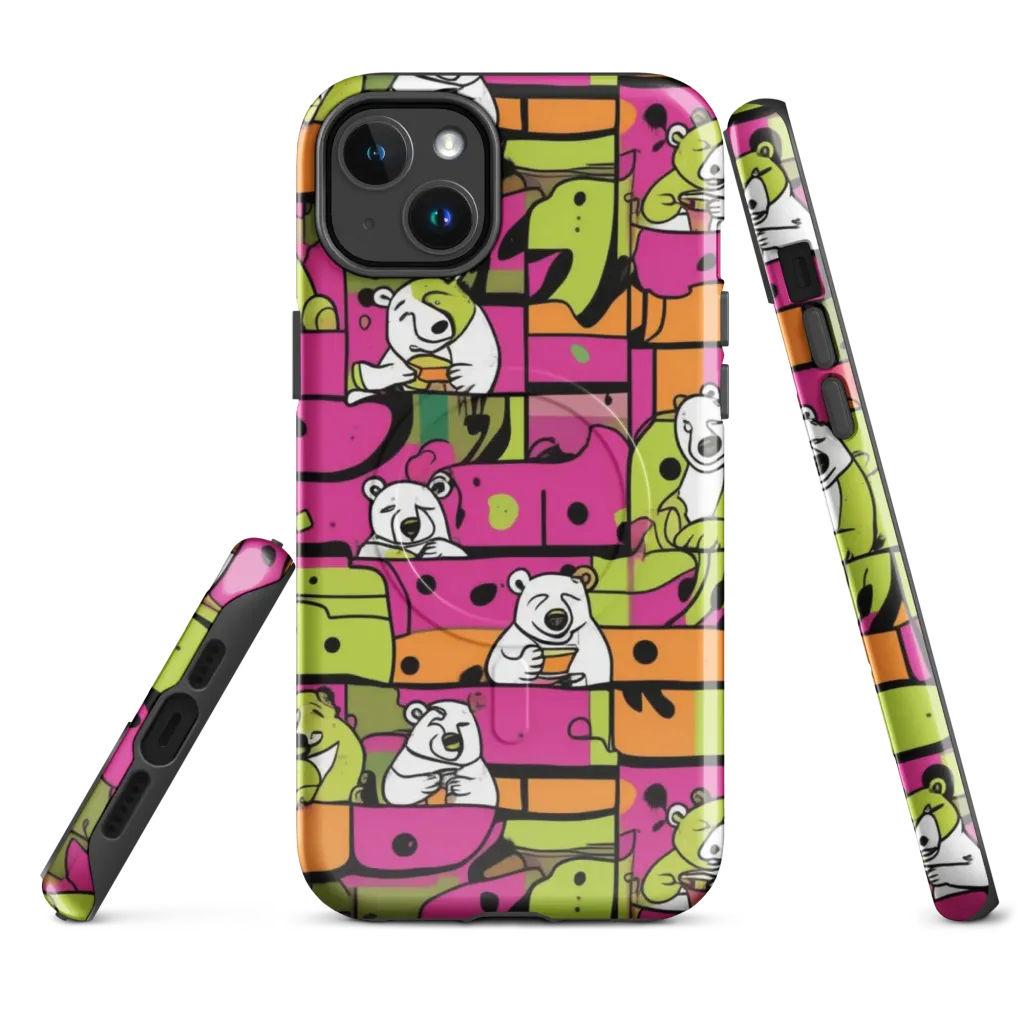 Neon Bear Blocks on MagSafe Tough Case for iPhone® — Front