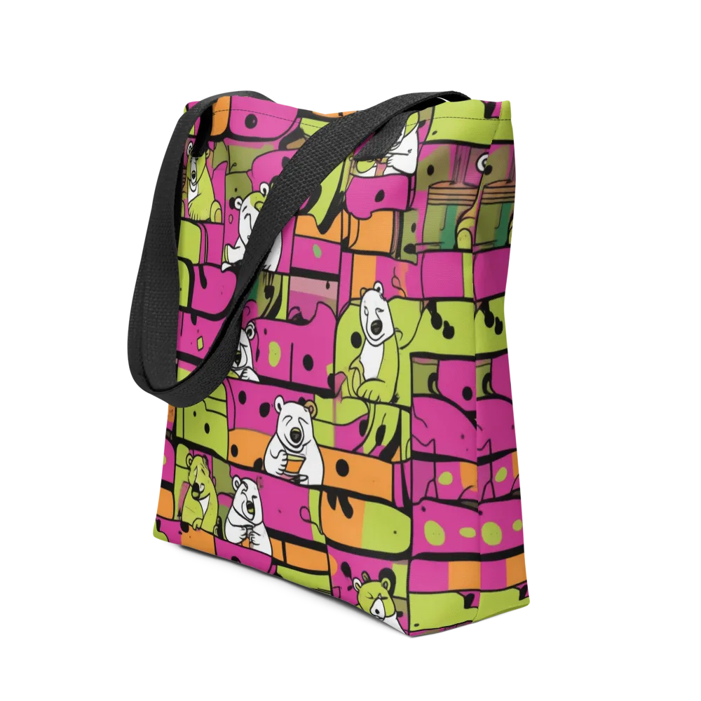 Neon Bear Blocks on Tote Bag — Front