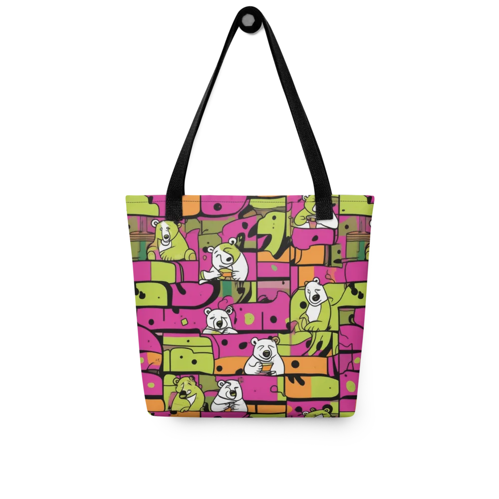 Neon Bear Blocks on Tote Bag — Front