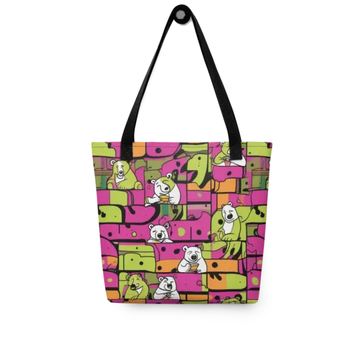 Neon Bear Blocks on a Tote Bag