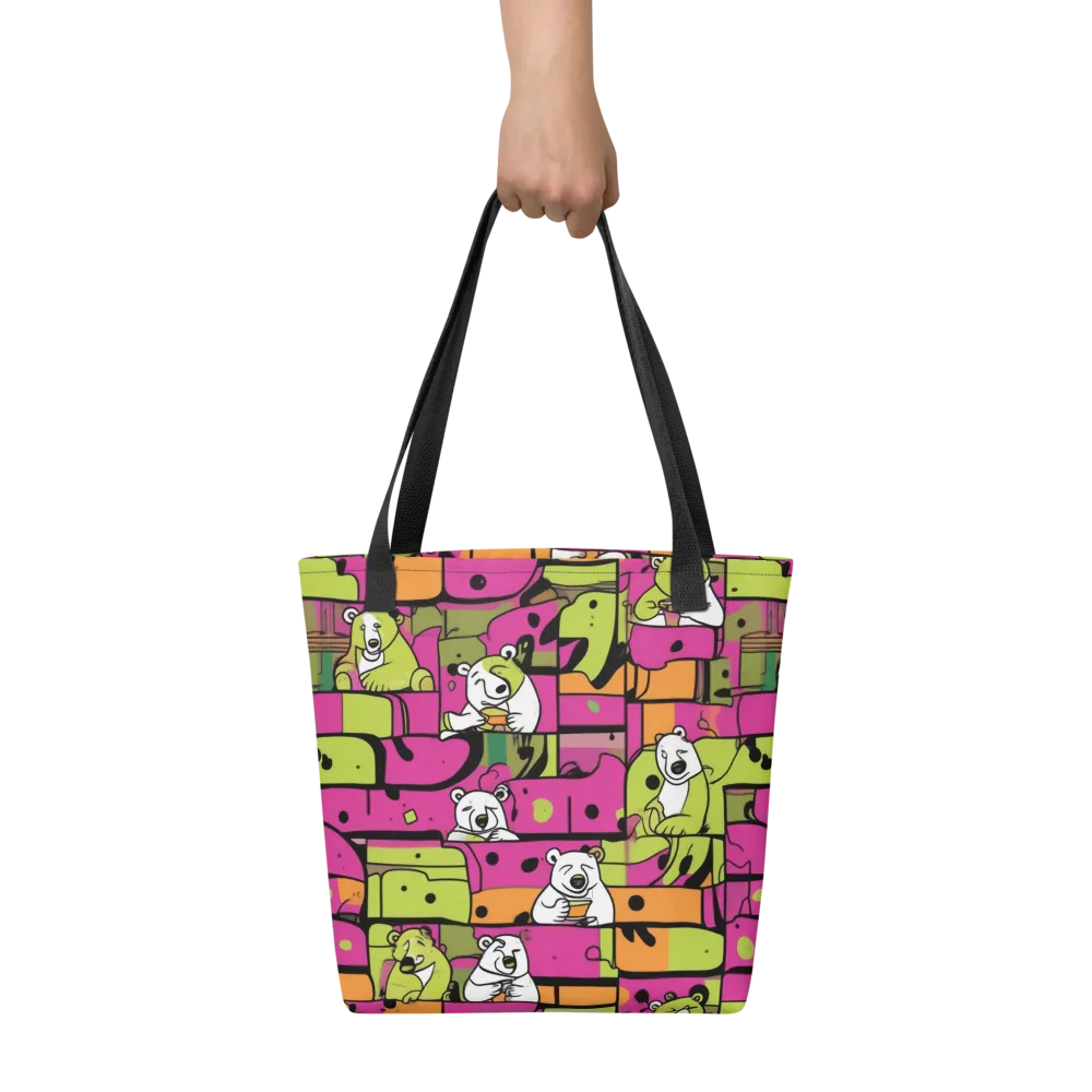 Neon Bear Blocks on Tote Bag — Front