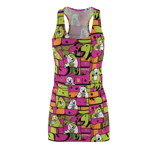 Neon Bear Blocks on a Racerback Dress