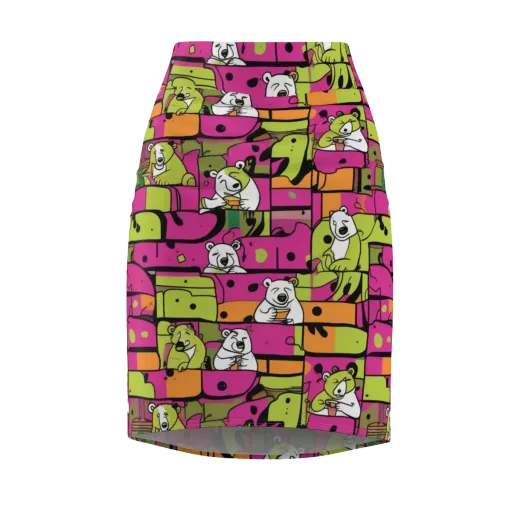 Neon Bear Blocks on a Pencil Skirt