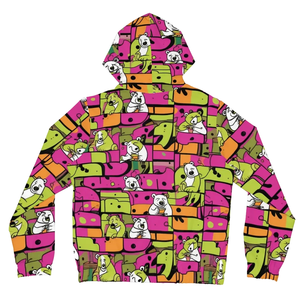Neon Bear Blocks on Women's Full-Zip Hoodie — Back
