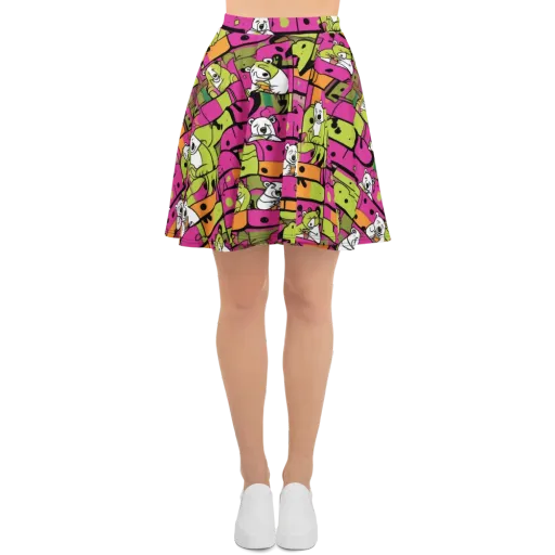 Neon Bear Blocks on a Skater Skirt