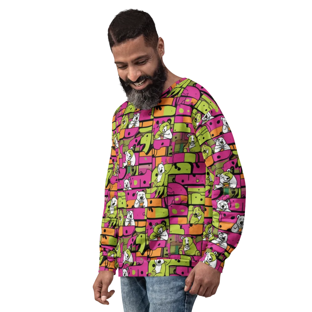 Neon Bear Blocks on Sweatshirt — Left Front