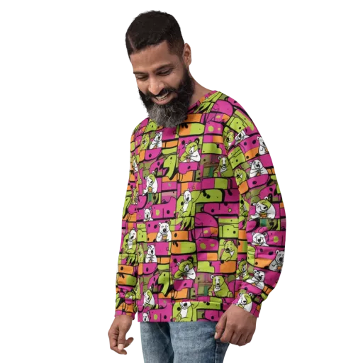 Neon Bear Blocks on a Sweatshirt