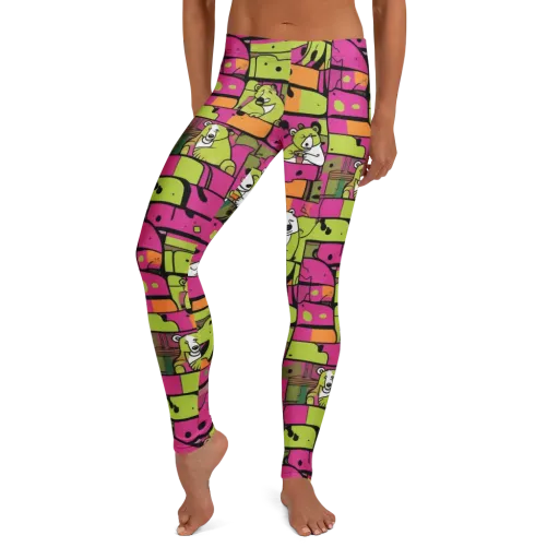 Neon Bear Blocks on a Leggings