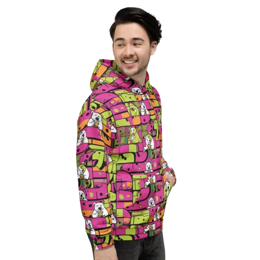 Neon Bear Blocks on a Hoodie