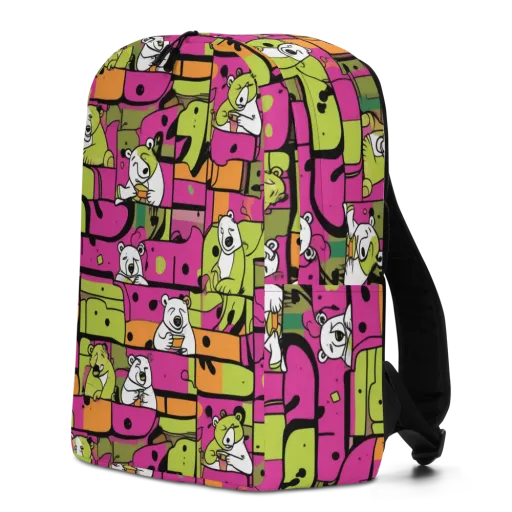 Neon Bear Blocks on a Minimalist Backpack