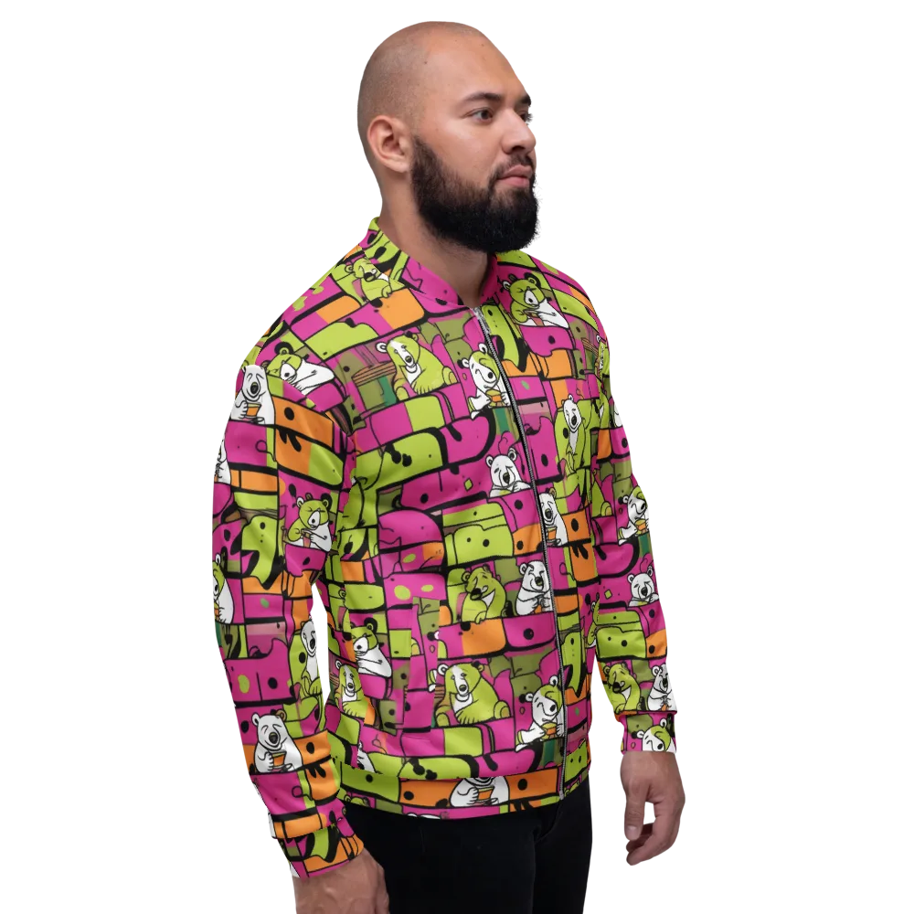Neon Bear Blocks on Bomber Jacket — Right