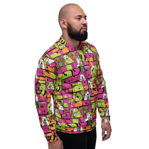 Neon Bear Blocks on a Bomber Jacket