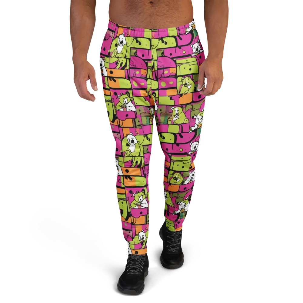 Neon Bear Blocks on Men's Joggers — Front