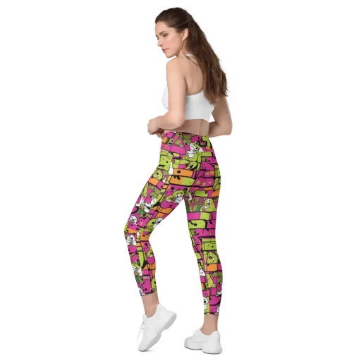 Neon Bear Blocks on a Leggings with Pockets