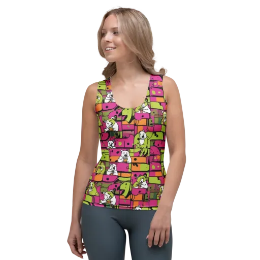 Neon Bear Blocks on a Women's Tank Top