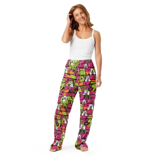 Neon Bear Blocks on a Women's Pajama Pants