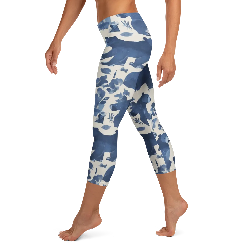 Blue Bearwood on Capri Leggings — Left