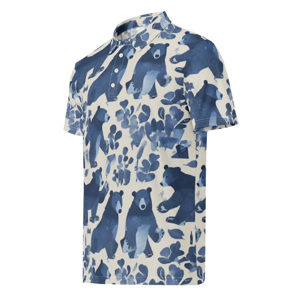 Blue Bearwood on Men's Slim Fit Polo Shirt — Left Front