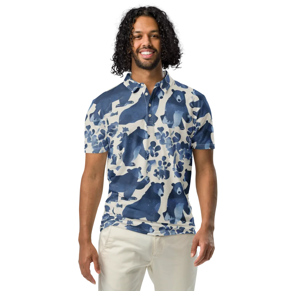 Blue Bearwood on Men's Slim Fit Polo Shirt — Front