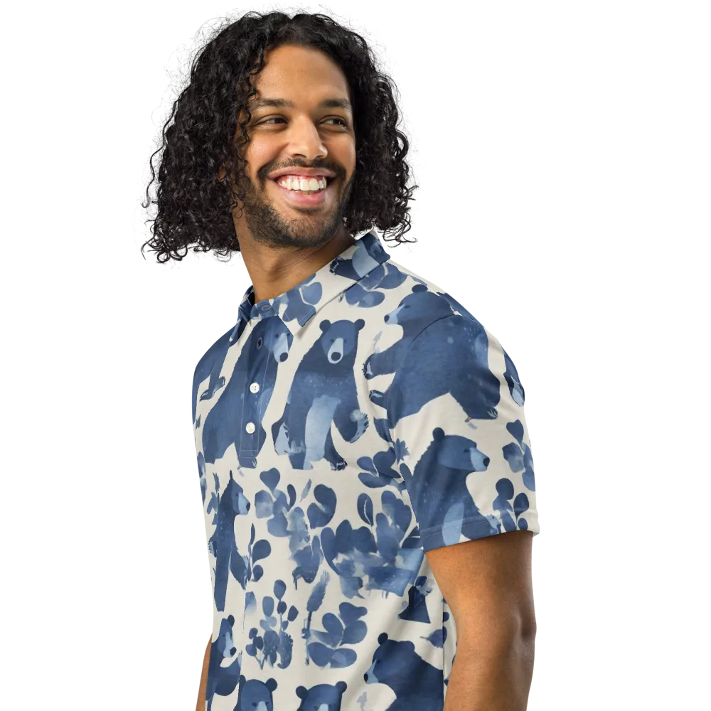 Blue Bearwood on Men's Slim Fit Polo Shirt — Left Front