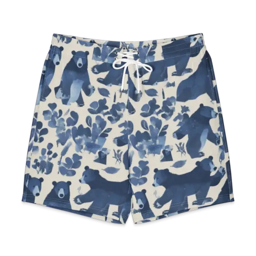 Blue Bearwood on a Men's Board Shorts