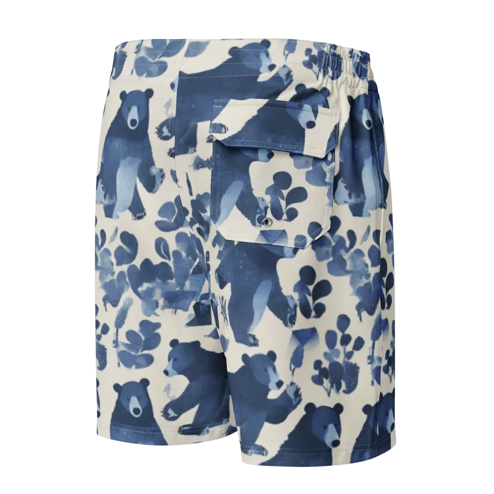 Blue Bearwood on Men's Board Shorts — Back