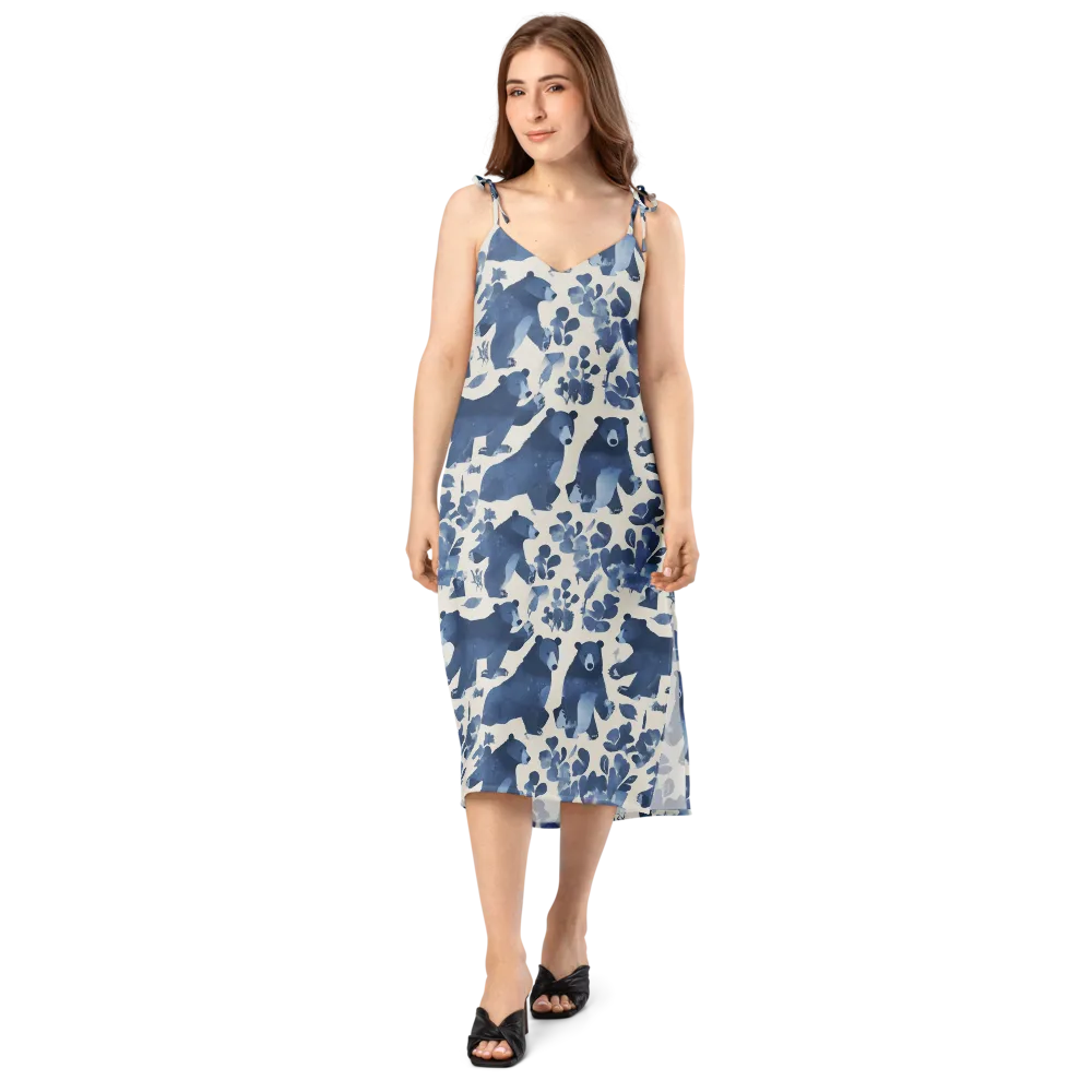 Blue Bearwood on Slip Dress — Front