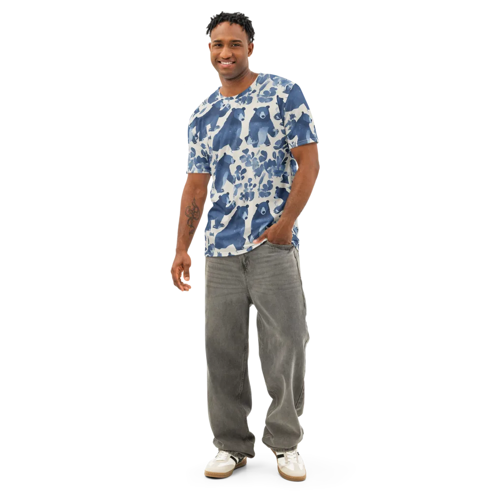 Blue Bearwood on Men's Cotton Crew Neck T-Shirt — Front
