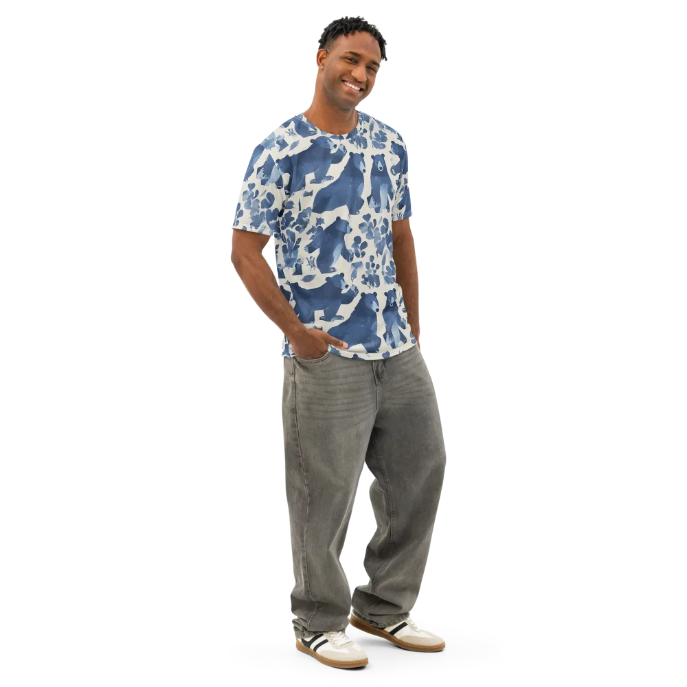 Blue Bearwood on Men's Cotton Crew Neck T-Shirt — Right Front
