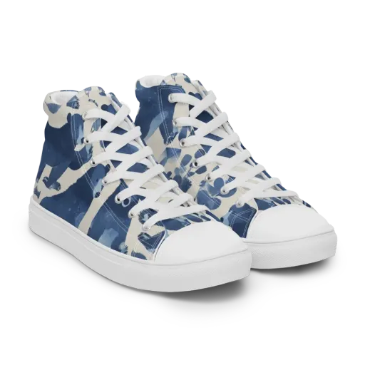 Blue Bearwood on a Men's High Top Canvas Shoes