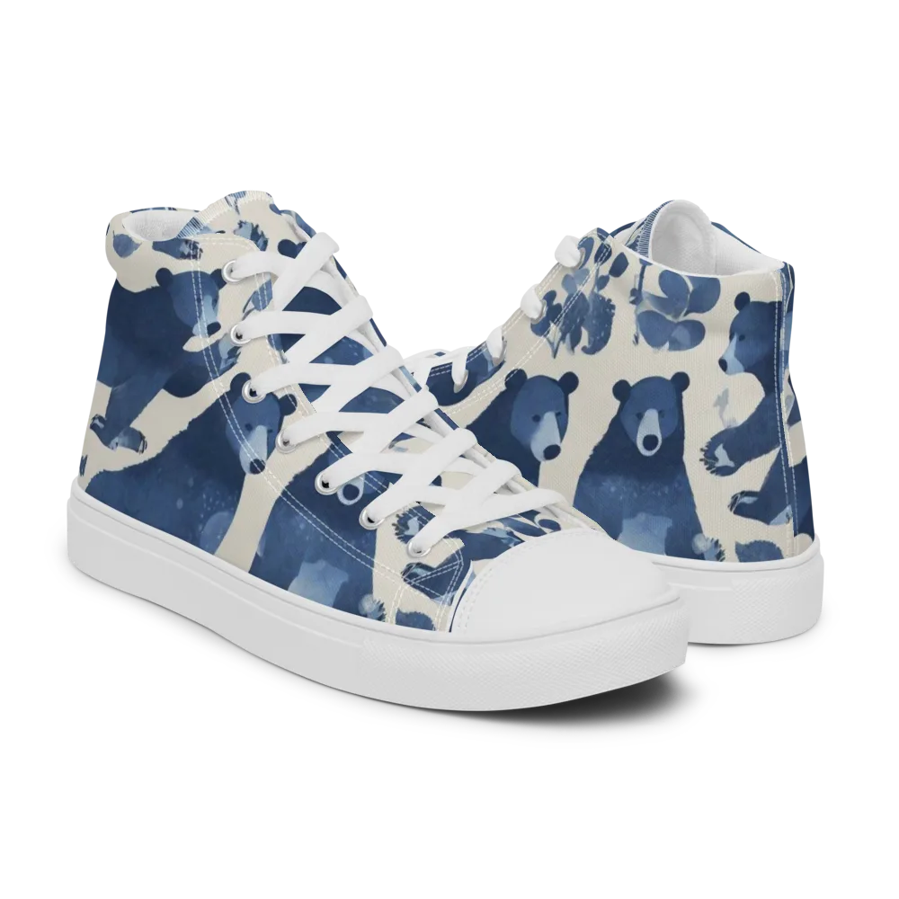 Blue Bearwood on Men's High Top Canvas Shoes — Right