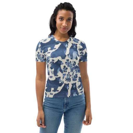 Blue Bearwood on a Women's Crew Neck T-Shirt