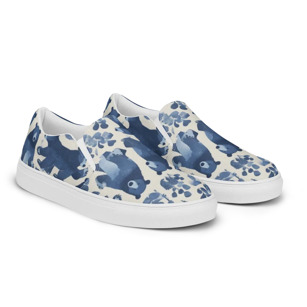 Blue Bearwood on Men's Slip-On Canvas Shoes — Right Front