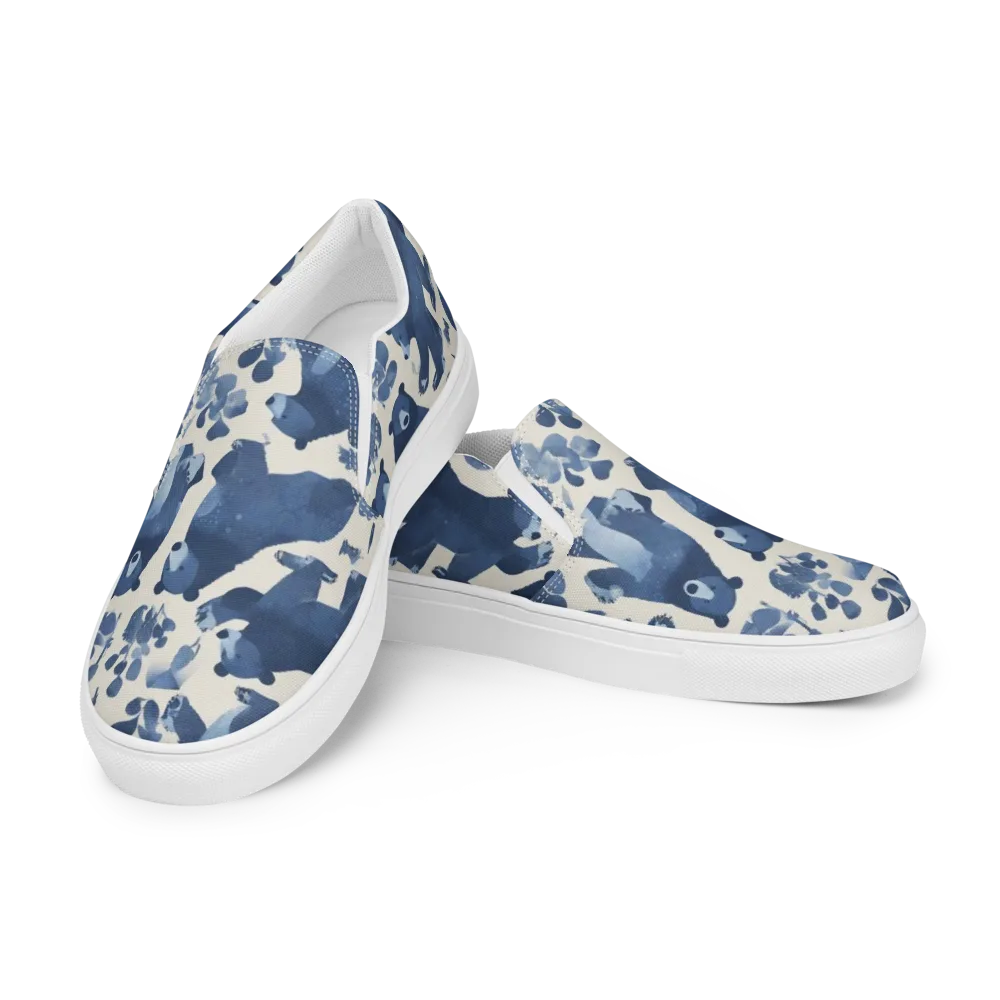 Blue Bearwood on Men's Slip-On Canvas Shoes — Left Front