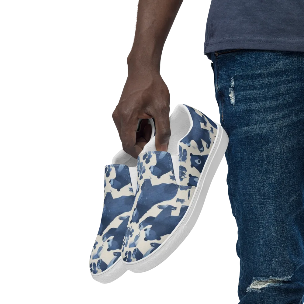Blue Bearwood on Men's Slip-On Canvas Shoes — Left Front