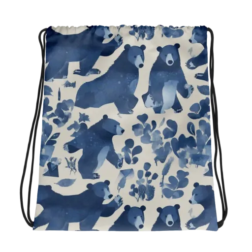 Blue Bearwood on a Drawstring Bag