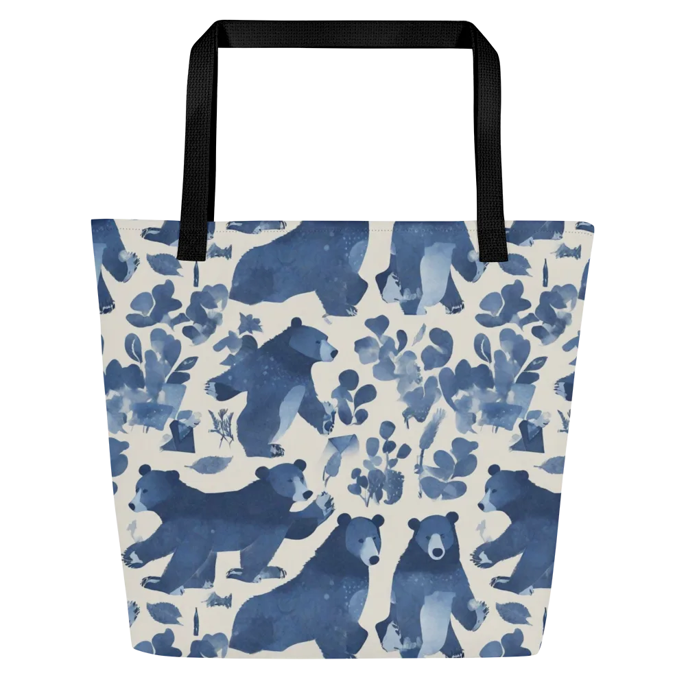 Blue Bearwood on Large Tote Bag W/ Pocket — Front