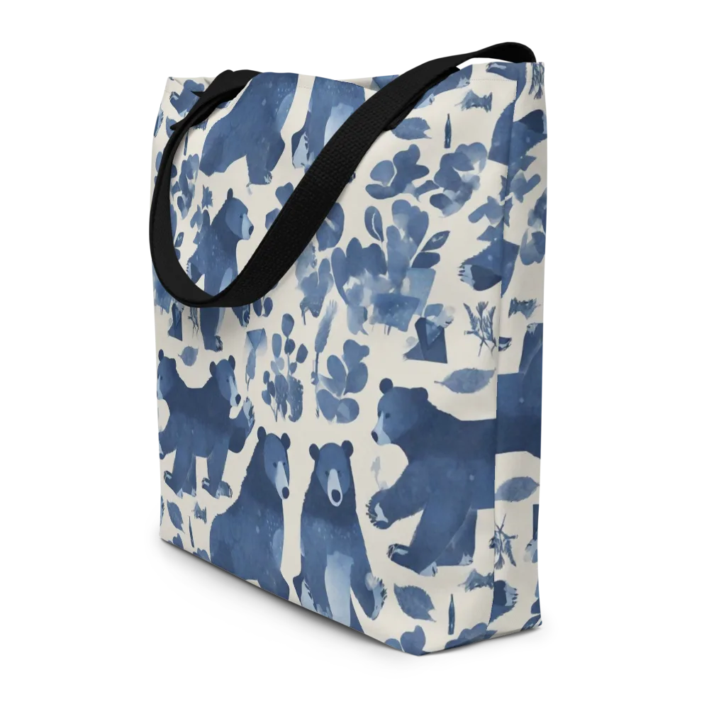Blue Bearwood on Large Tote Bag W/ Pocket — Front