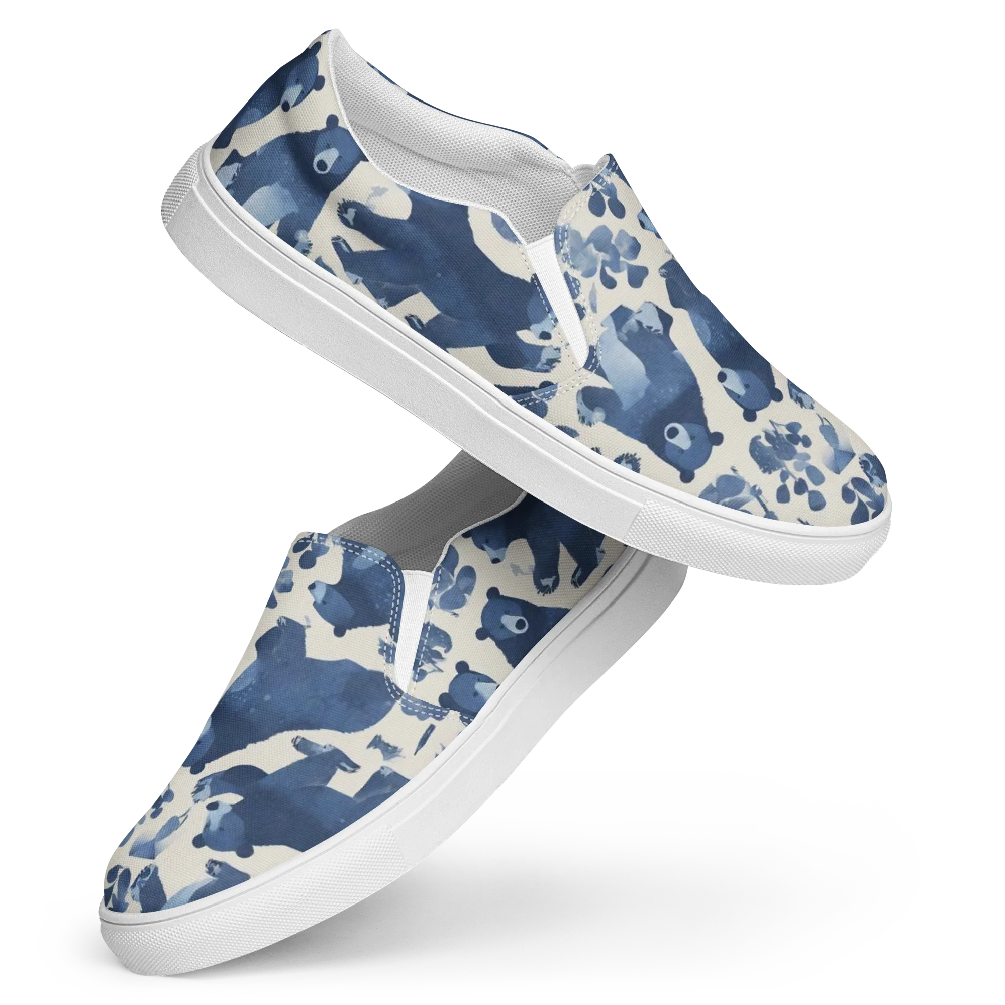 Blue Bearwood on Women's Slip-On Canvas Shoes — Front
