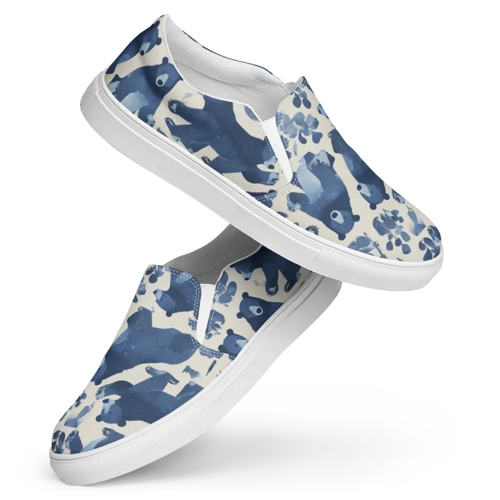 Blue Bearwood on Women's Slip-On Canvas Shoes — Front