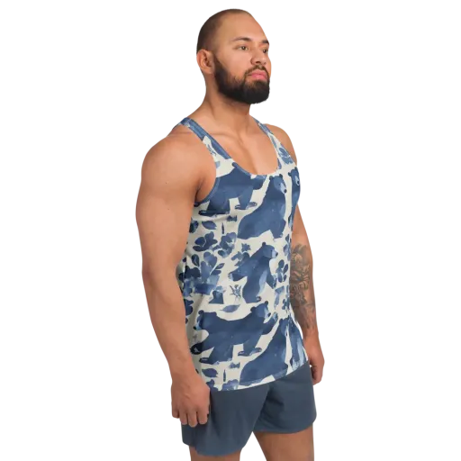 Blue Bearwood on a Men's Tank Top
