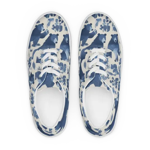 Blue Bearwood on a Men's Lace-Up Canvas Shoes