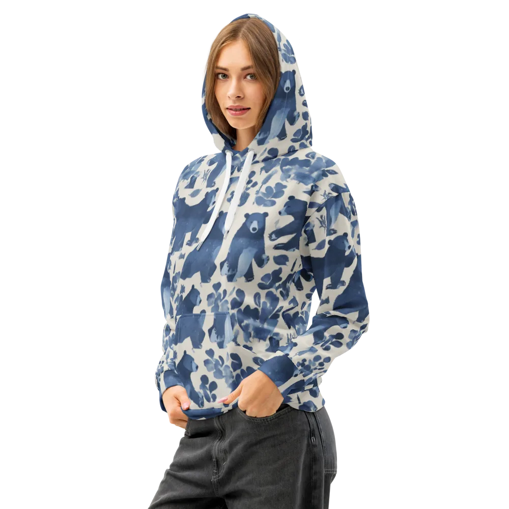 Blue Bearwood on Cotton Hoodie — Left Front