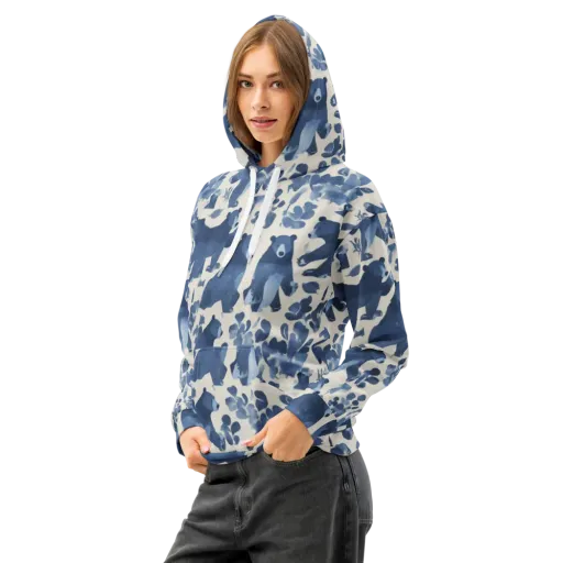 Blue Bearwood on a Cotton Hoodie