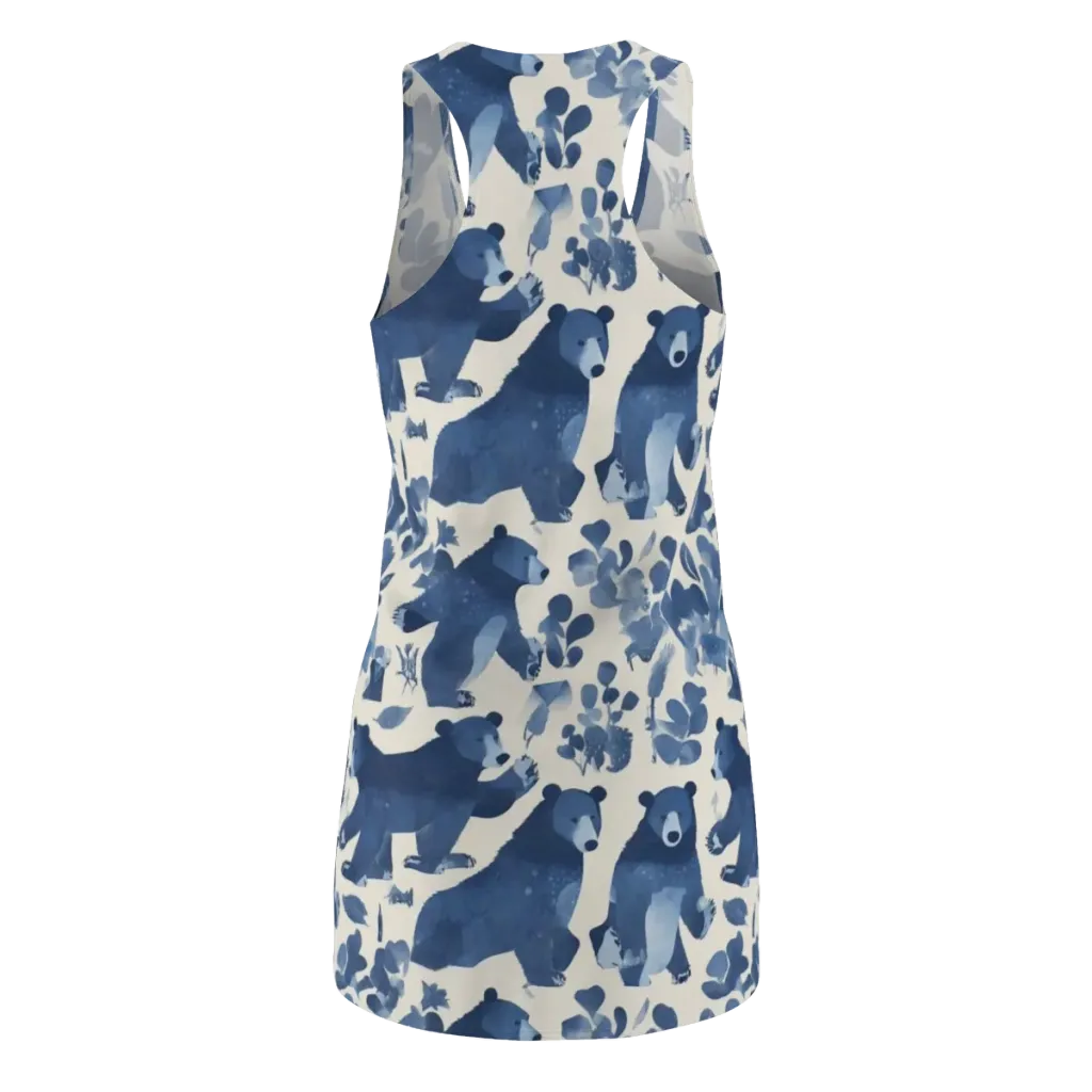 Blue Bearwood on Racerback Dress — Back