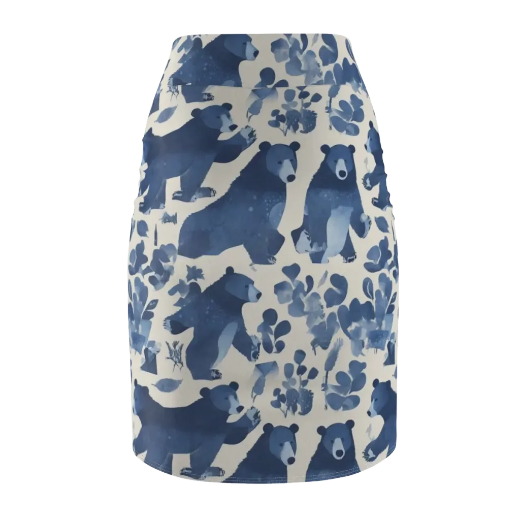 Blue Bearwood on Pencil Skirt — Back